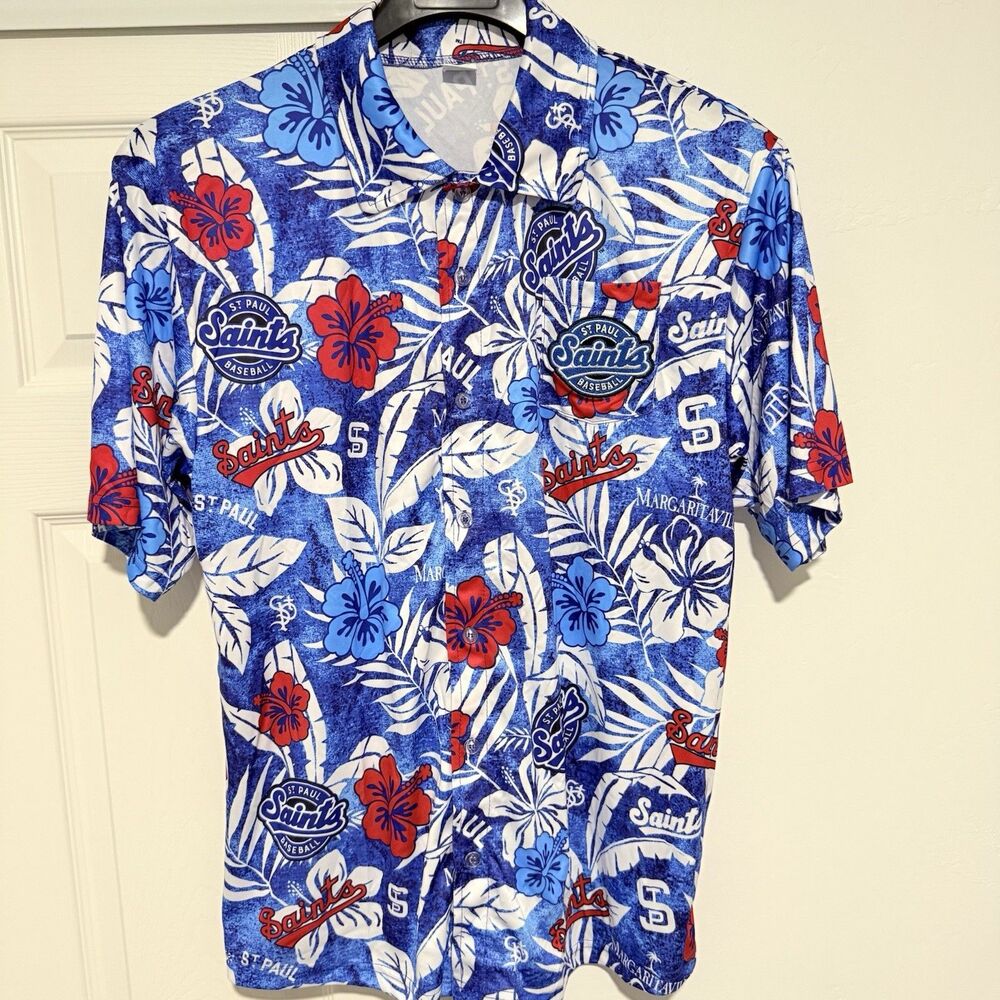 St. Paul Saints Button Down Hawaiian Shirt from Margaritaville Sz Medium NWOT